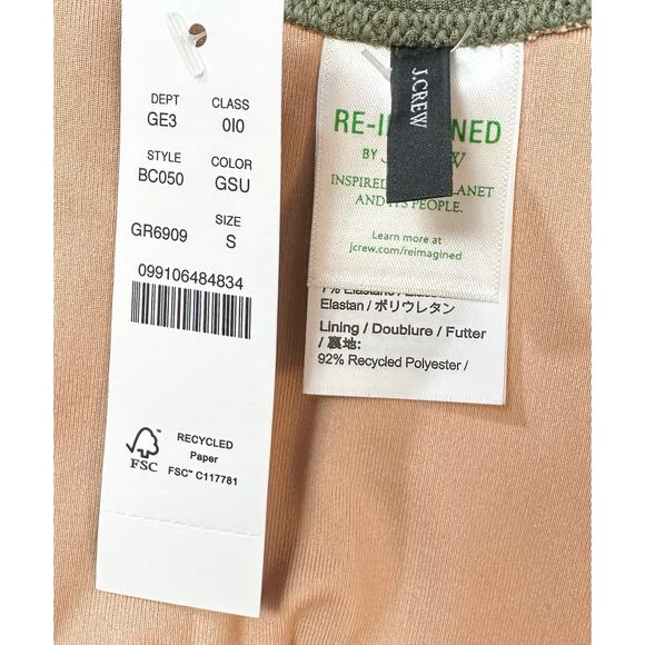 2/$15 NWT J. Crew Textured Curved-Waist Cheeky Bikini Bottom Green High-Cut Sz S - Picture 6 of 8